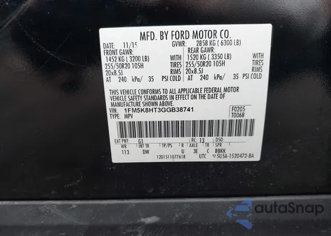 2016 Ford Explorer Platinum from USA, damaged, VIN 1FM5K8HT3GGB38741